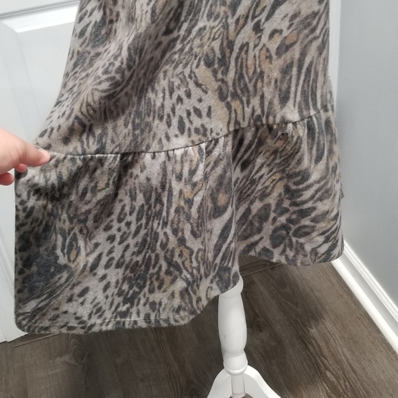 NWT Zara Circular Womens Shirt Dress M Gray Animal Print RuffledSleeve NWT - Picture 11 of 11